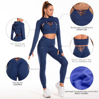 Women's Yoga Set with Cropped Hoodie and Leggings