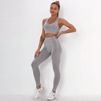 Seamless Knitted Yoga Fitness Set with Sports Bra