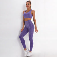 Seamless Knitted Yoga Fitness Set with Sports Bra