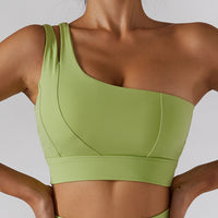 One Shoulder Women's Shockproof Yoga Sports Bra