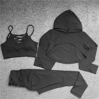 Women's Yoga Set with Cropped Hoodie and Leggings