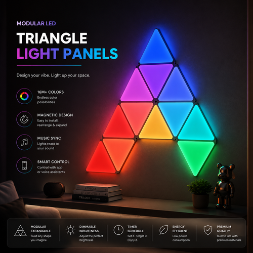 Modular LED Triangle Light Panels — Smart RGB Wall Lights