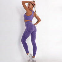 Seamless Knitted Yoga Fitness Set with Sports Bra